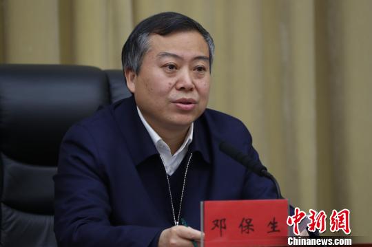 江西省台办主任邓保生在2019年江西省对台工作会议上讲话。　刘占昆 摄
